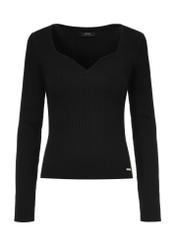 Czarny sweter z dekoltem w kształcie serca SWEDT-0206-99(W24)-04