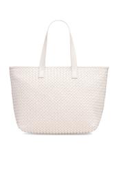 Skórzana kremowa torebka shopper damska TORES-1107-12(W25), widok tyłu produktu na białym tle.