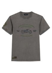 Bawełniany grafitowy t-shirt męski TSHMT-0141-9D(W26) - widok produktu z przodu, na białym tle. 