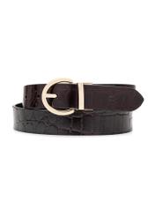 Dwustronny skórzany pasek damski croco PASDS-0332-49(Z25), widok produktu od przodu na białym tle.