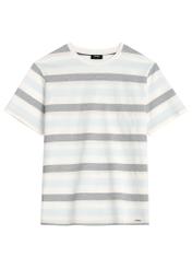 Bawełniany t-shirt męski w paski TSHMT-0143-00(W26), widok produktu z przodu na białym tle.
