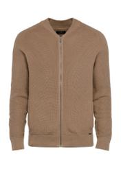 Sweter męski na suwak w kolorze camelowym SWEMT-0164-24(W25)-01