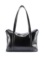 Czarna torebka shopper damska TOREC-1206-9F(W26) - widok produktu z tyłu, na białym tle. 