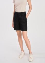 Lniane szorty damskie w kolorze czarnym SZODT-0013-99(W25)