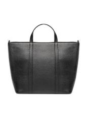 Czarna skórzana torebka shopper TORES-1272-9I(W26), widok produktu z tyłu na białym tle.