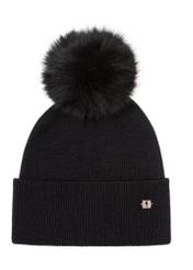 Czarna czapka damska z pomponem CZADT-0161-99(Z24)-02