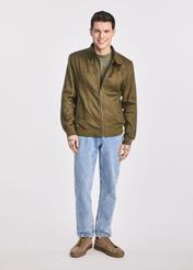 Lniana kurtka męska w kolorze khaki KURMT-0271-54(W25)-02