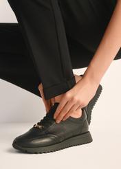 Czarne skórzane buty sportowe damskie BUTYD-1099-99(Z25)