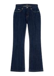 Granatowe jeansy wide leg JEADT-0015-7H(W26) - widok produktu z przodu, na białym tle. 