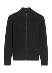 Czarny sweter męski z suwakiem SWEMT-0176-99(Z25), widok produktu z przodu na białym tle.