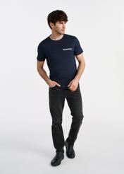Granatowy T-shirt męski z bawełny TSHMT-0123-69(W25)-02