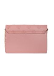 Różowa torebka damska z monogramem TOREC-0536-5D(W26) - widok produktu z tyłu, na białym tle. 