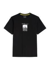 Czarny T-shirt męski z nadrukiem TSHMT-0132-99(Z25), widok produktu z przodu na białym tle.