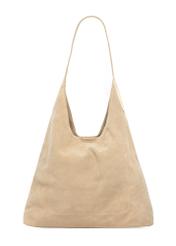 Skórzana torebka shopper w kolorze kremowym TORES-1307-0B(W26) - widok produktu z przodu, na białym tle. 