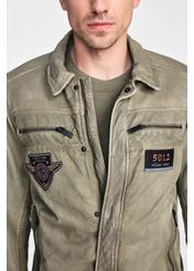 Kurtka męska przejściowa w kolorze khaki KURMS-0368-2844(W25)-03