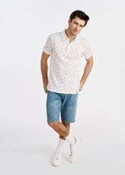 Biała koszulka polo we wzory POLMT-0081-12(W25)-02