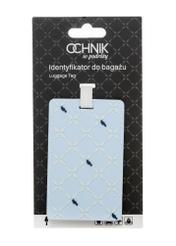 Identyfikator do bagażu AW-012-0007-7P(W26), widok produktu z opakowaniem na białym tle.