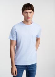 Błękitny bawełniany t-shirt męski TSHMT-0121-50(W25)-01