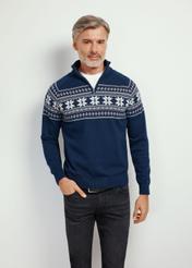 Granatowy sweter męski ze stójką SWEMT-0133-68(Z24)-02