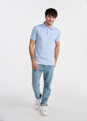 Błękitna koszulka polo męska POLMT-0078-62(W25)-02