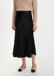 Czarna satynowa spódnica midi SPCDT-0105-99(W25)-03