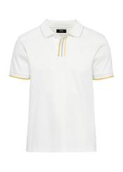 Kremowa koszulka polo męska POLMT-0073-12(W25) - widok produktu z przodu białym tle.