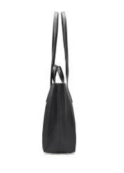 Czarna torebka damska shopper TOREC-1204-99(W26), widok produktu z boku na białym tle.