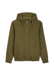 Bluza męska z suwakiem w kolorze khaki BLZMT-0078-8D(W26), widok produktu z przodu na białym tle.