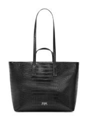 Czarna torebka damska shopper TOREC-1204-9G(W26), widok produktu z przodu na białym tle.
