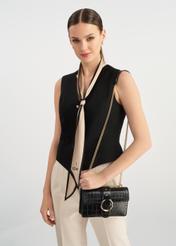 Czarna mała skórzana torebka croco TORES-1117-99(W25)-08