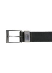 Czarny skórzany gładki pasek męski PASMS-0163A-99(W24)-03