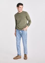 Bawełniany sweter męski w kolorze khaki SWEMT-0100-51(W25)-02