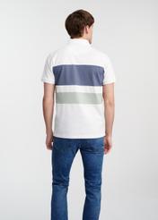 Kremowa koszulka polo męska w pasy POLMT-0074-12(W25)