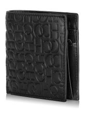 Skórzany czarny portfel męski z monogramem PORMS-0603-98(Z23)-02