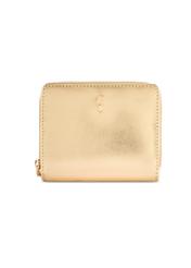 Mały skórzany złoty portfel damski PORES-0960-2X(W26) - widok produktu z przodu, na białym tle. 