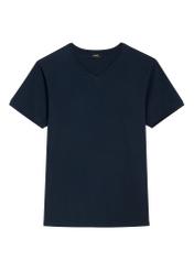 Granatowy bawełniany T-shirt męski TSHMT-0088-7E(W26), widok produktu z przodu na białym tle.