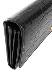 Skórzany czarny portfel damski croco PORES-0889A-99(Z24)-06