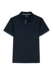 Granatowa koszulka polo z bawełny POLMT-0045B-7E(W26), widok produktu z przodu na białym tle.
