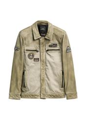 Kurtka męska przejściowa w kolorze khaki KURMS-0405-8F(W26), widok produktu z przodu na białym tle.