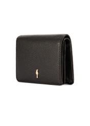 Czarny portfel damski z ochroną RFID PORES-0824RFID-99(Z25), widok produktu skosem na białym tle.