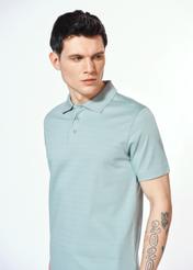 Bawełniana miętowa koszulka polo POLMT-0076-53(W25)-03