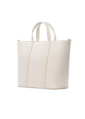 Kremowa skórzana torebka shopper TORES-1272-0B(W26), widok produktu skosem na białym tle.