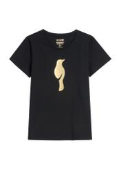 Czarny T-shirt damski z logo TSHDT-0155-99(W26), widok produktu z przodu na białym tle.