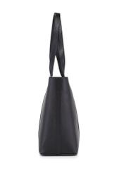 Czarna skórzana torebka shopper TORES-1273-9I(W26) - widok produktu z boku na białym tle. 
