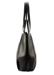 Duża czarna torebka shopper TOREC-1201-99(W26), widok produktu z boku na białym tle.