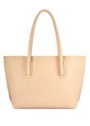 Beżowa torebka shopper damska TOREC-0938-1A(W26), widok produktu z tyłu na białym tle.