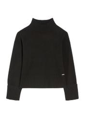 Czarny sweter damski z wełny SWEDT-0244-99(Z25), widok produktu z przodu na białym tle.
