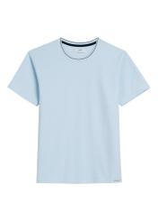 Jasnoniebieski T-shirt męski z bawełny TSHMT-0150-7A(W26), widok produktu z przodu na białym tle.