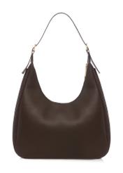 Brązowa torebka damska shopper TOREC-1238-1I(W26), widok produktu z tyłu na białym tle.