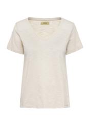 Bawełniany jasnobeżowy T-shirt damski TSHDT-0135-80(W25)-04